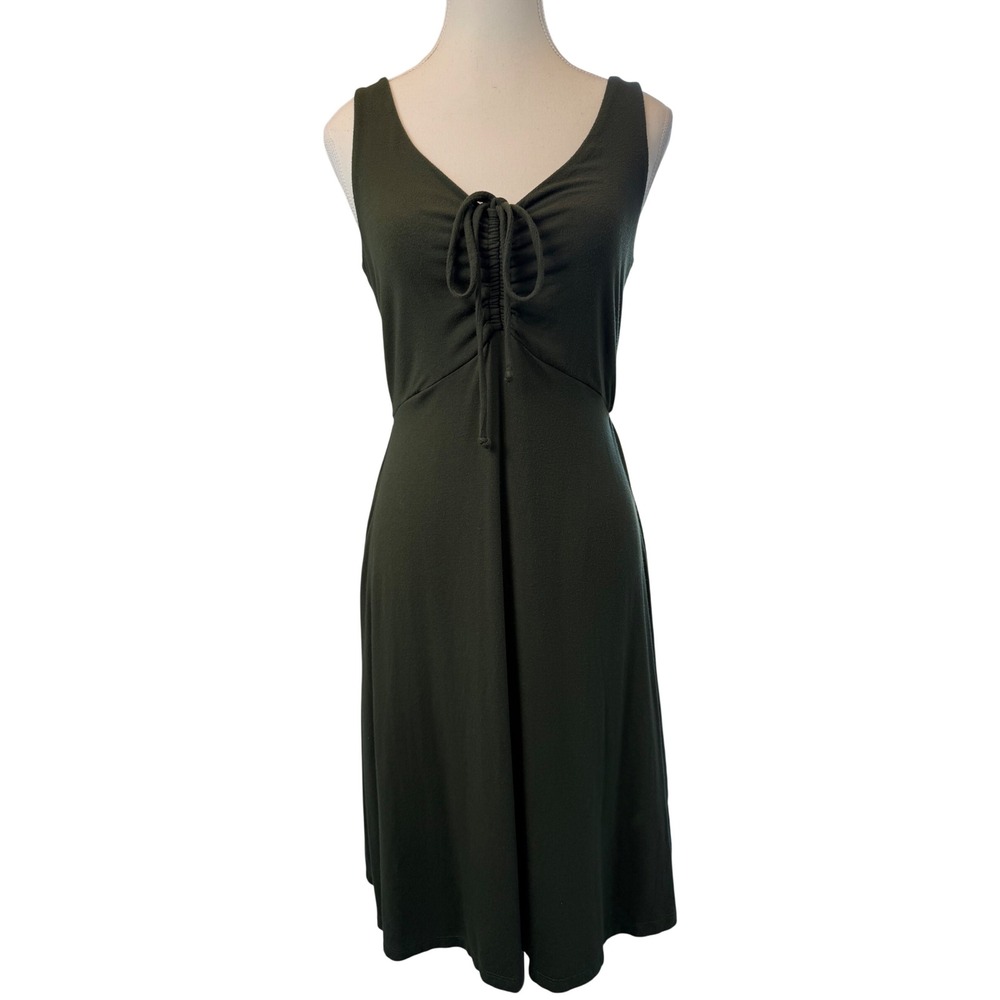 SOZY Sarah Mini Dress Tank Olive Green Cinched Bust Sleeveless Medium Comfort